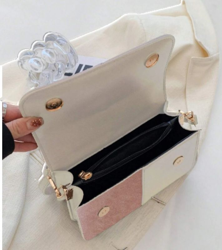 Two-Tone Faux Leather & Suede Handbag
