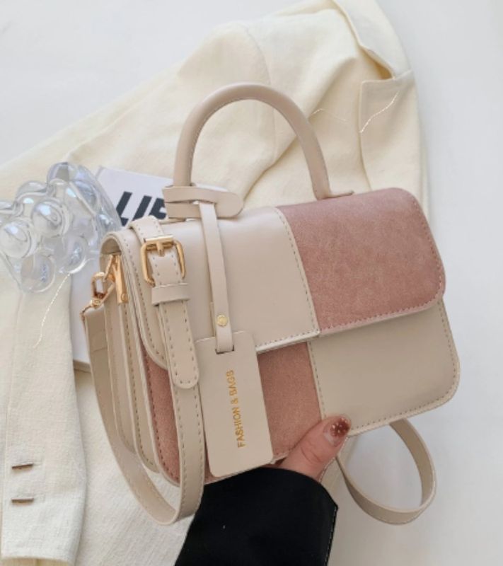 Two-Tone Faux Leather & Suede Handbag