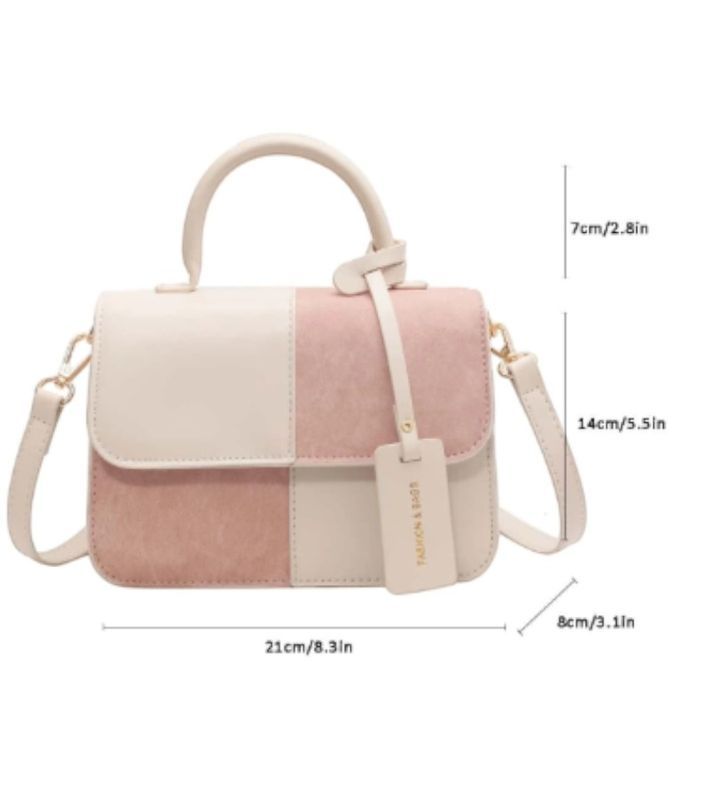 Two-Tone Faux Leather & Suede Handbag