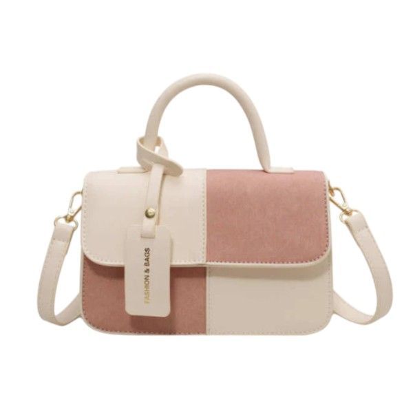 Two-Tone Faux Leather & Suede Handbag