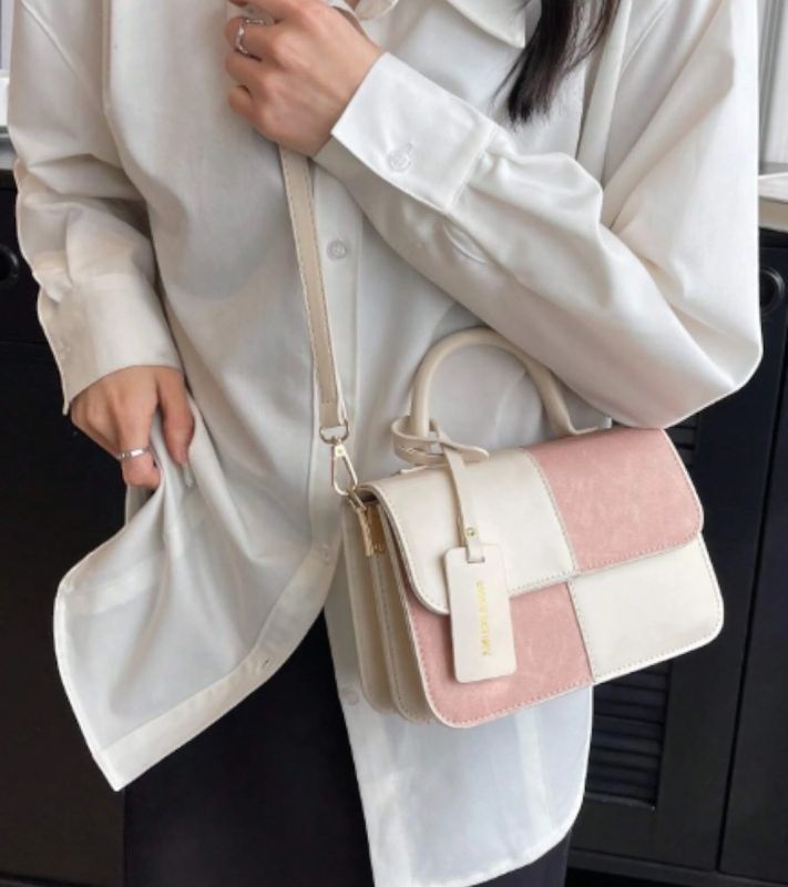 Two-Tone Faux Leather & Suede Handbag