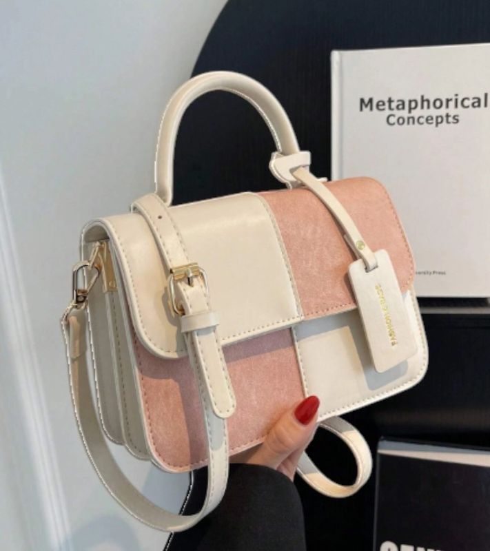 Two-Tone Faux Leather & Suede Handbag