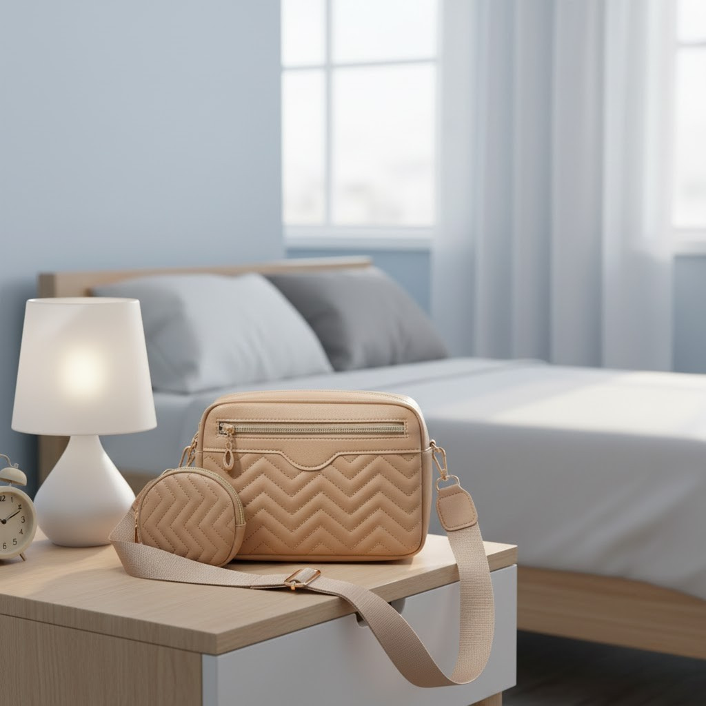 Embroidered Strap Square Bag