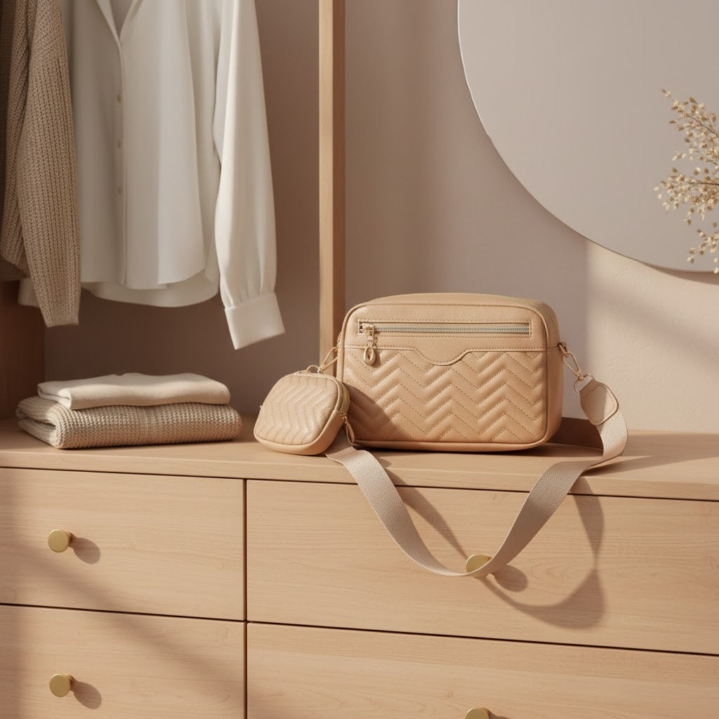 Embroidered Strap Square Bag