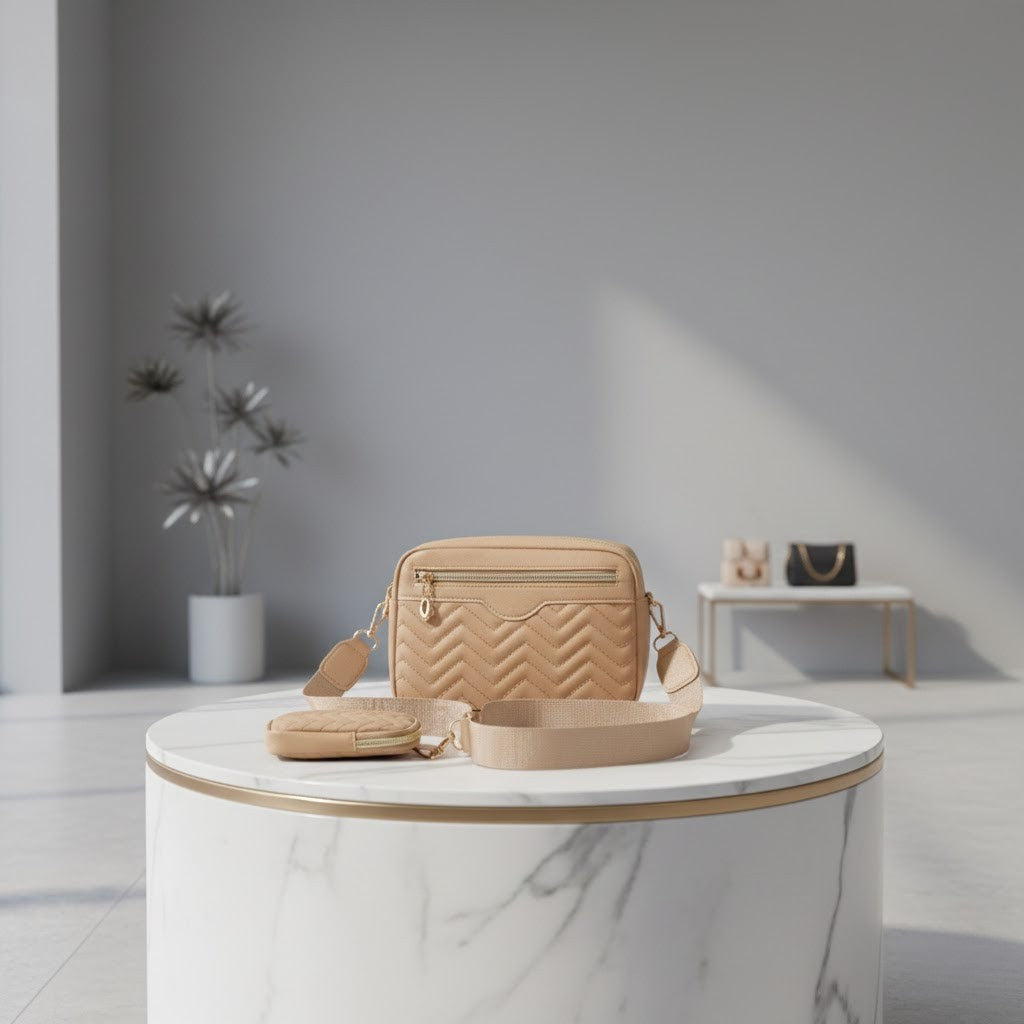 Embroidered Strap Square Bag