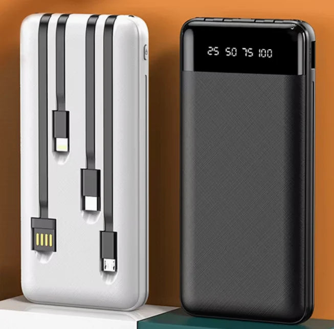 Power Bank with Built-In Cables